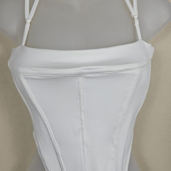 Princess Polly Zora Satin Corset Top Lace Up Size 4 Ivory Boned Club Party Small - Picture 4 of 11